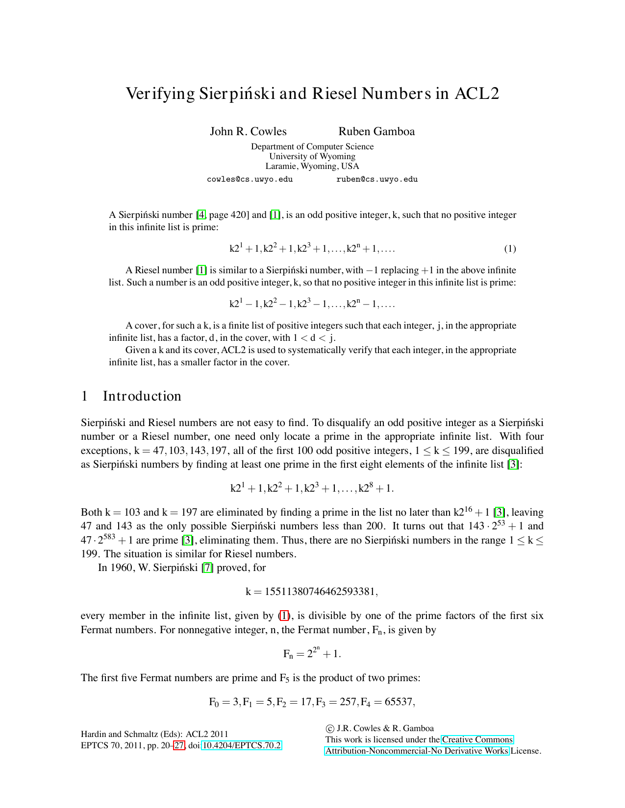 Verifying Sierpinski and Riesel Numbers in ACL2