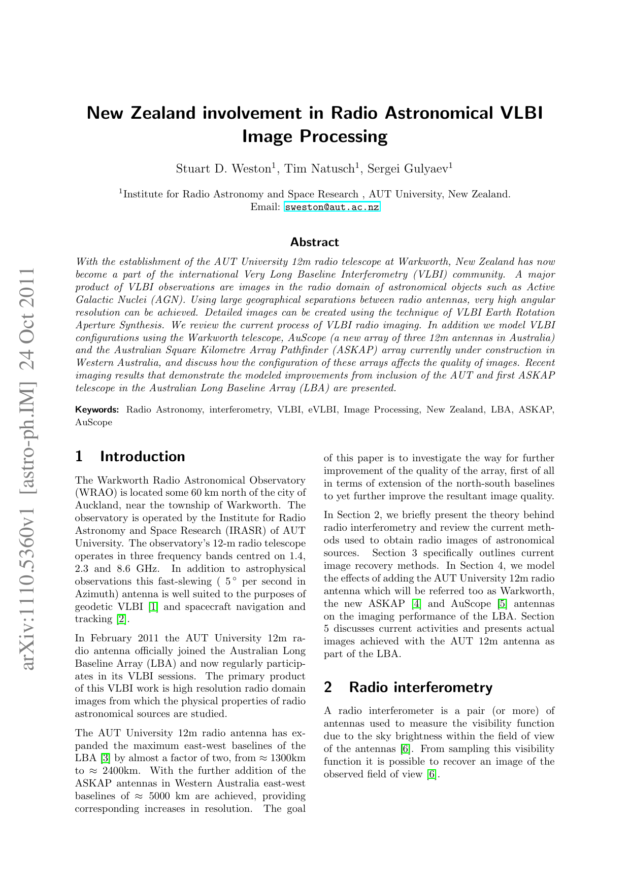 New Zealand involvement in Radio Astronomical VLBI Image Processing