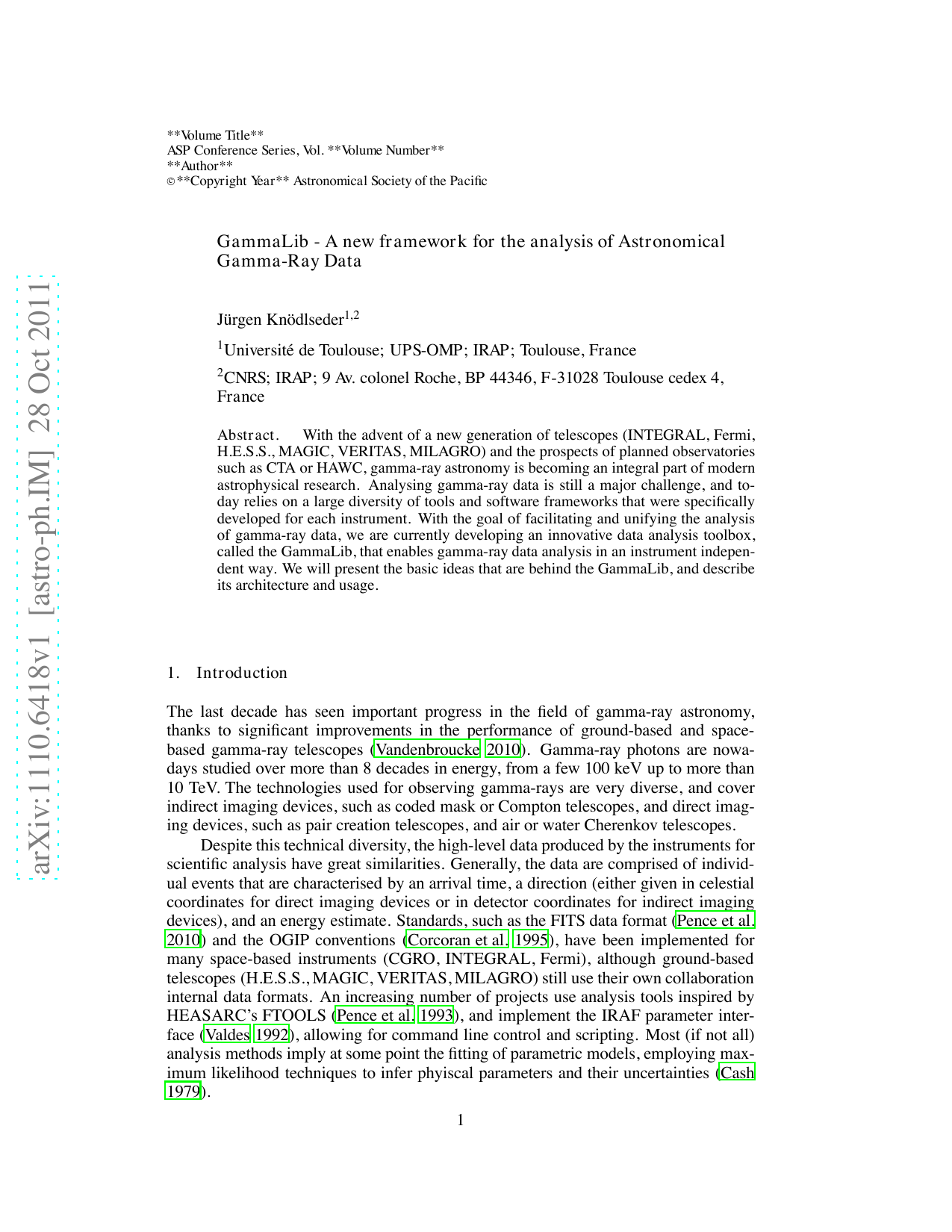 GammaLib - A new framework for the analysis of Astronomical Gamma-Ray   Data