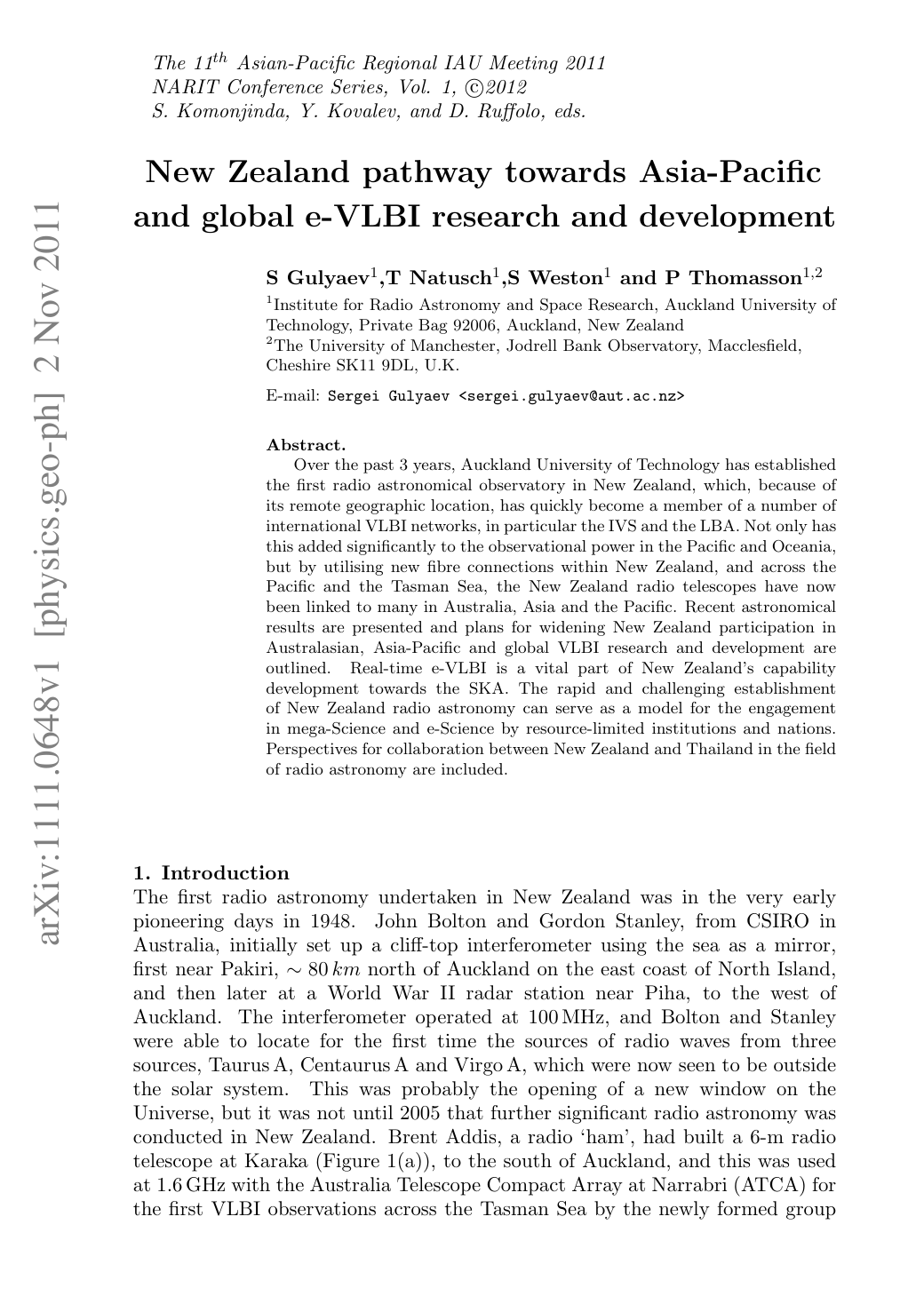 New Zealand pathway towards Asia-Pacific and global e-VLBI research and   development