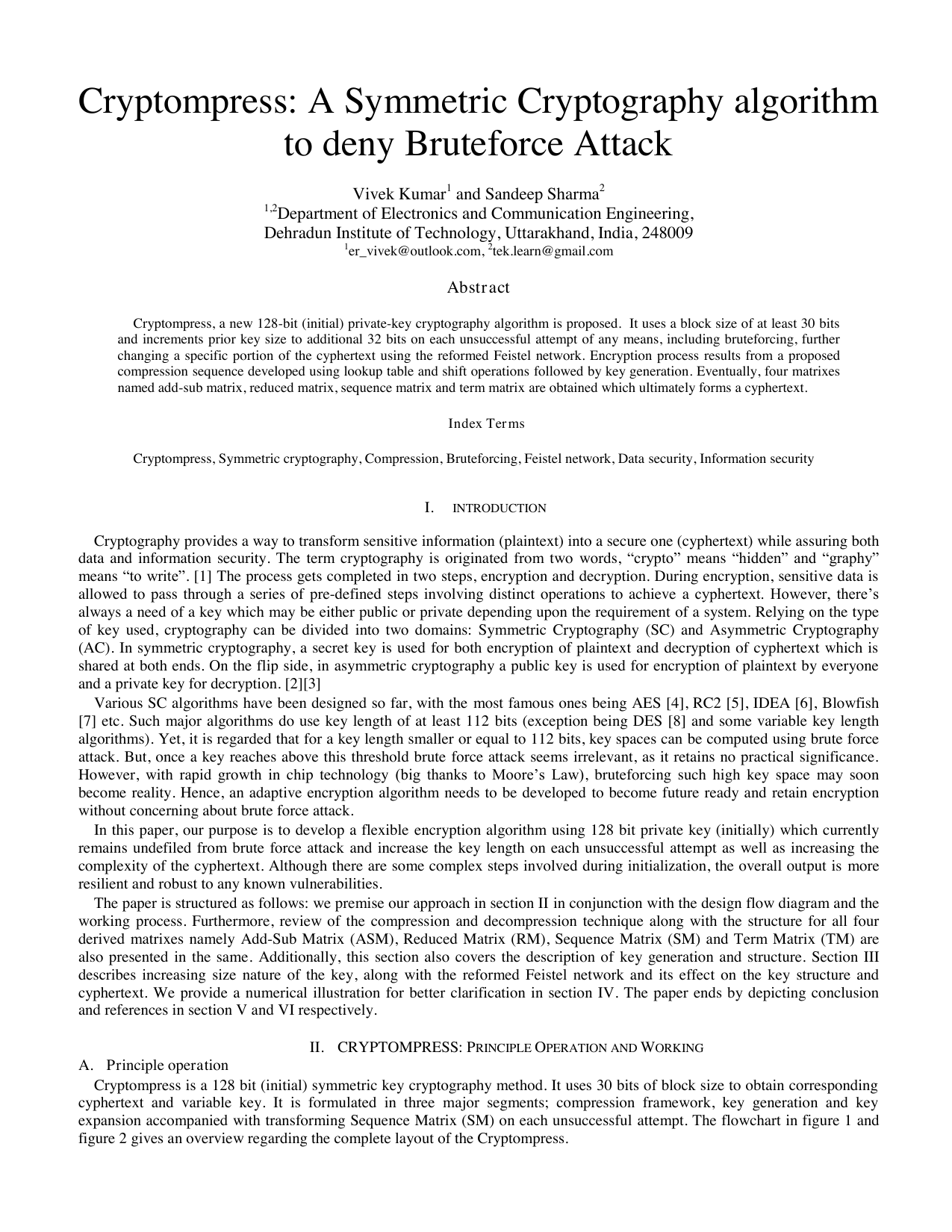 Cryptompress: A Symmetric Cryptography algorithm to deny Bruteforce Attack