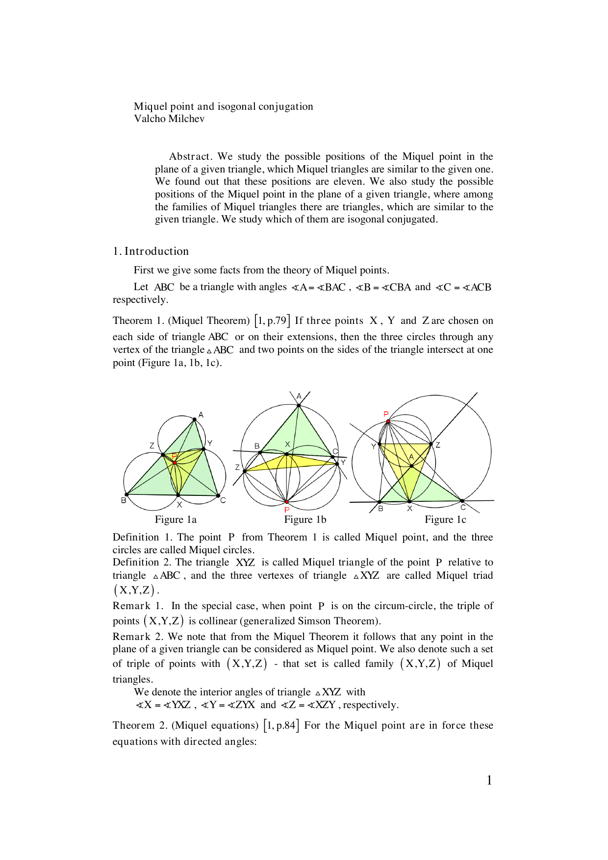 Miquel point and isogonal conjugation