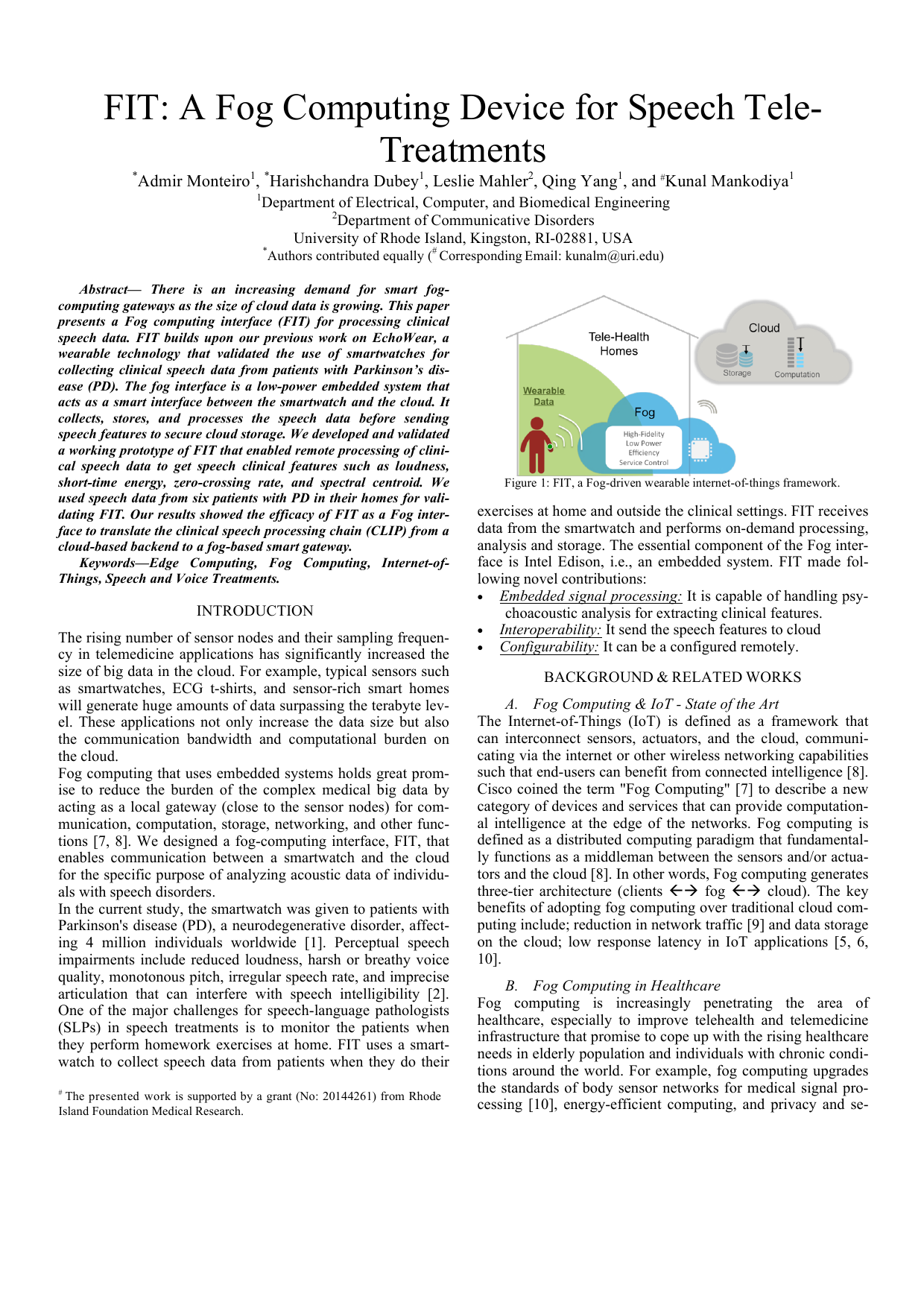 FIT A Fog Computing Device for Speech TeleTreatments