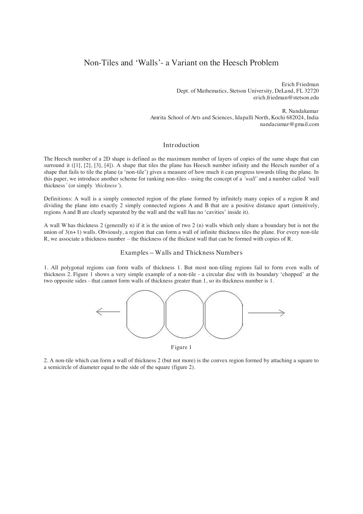 Non-Tiles and Walls - A Variant on the Heesch Problem