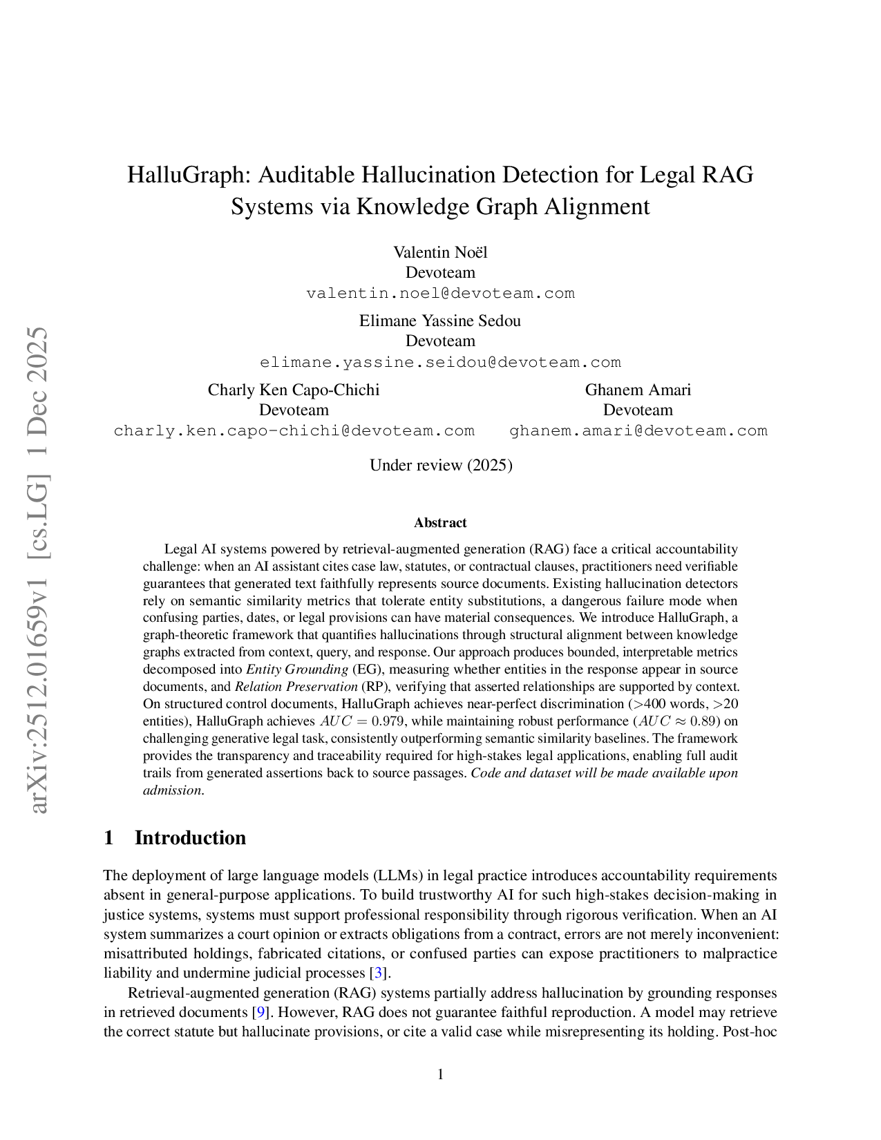 HalluGraph: Auditable Hallucination Detection for Legal RAG Systems via Knowledge Graph Alignment