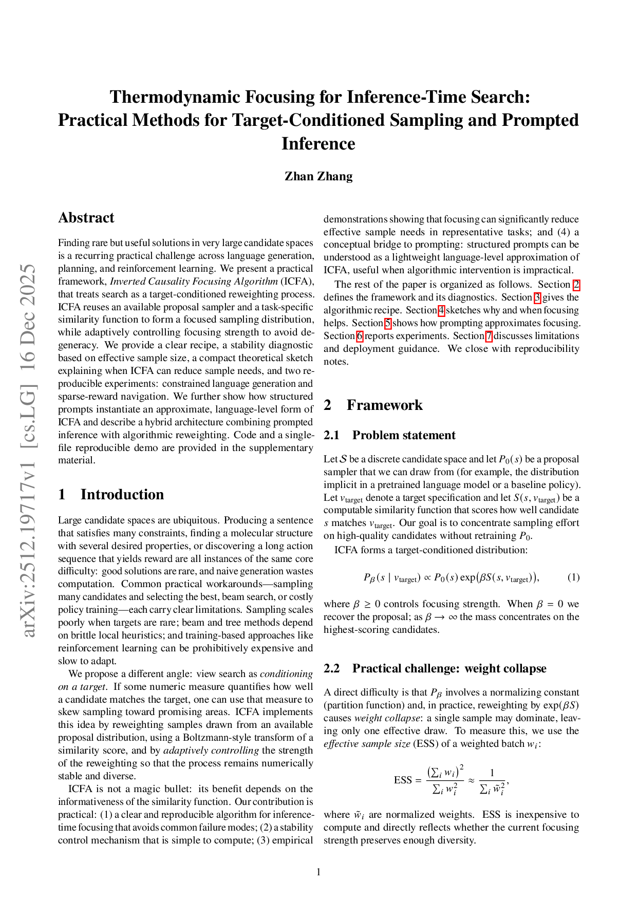 Thermodynamic Focusing for Inference-Time Search: Practical Methods for Target-Conditioned Sampling and Prompted Inference