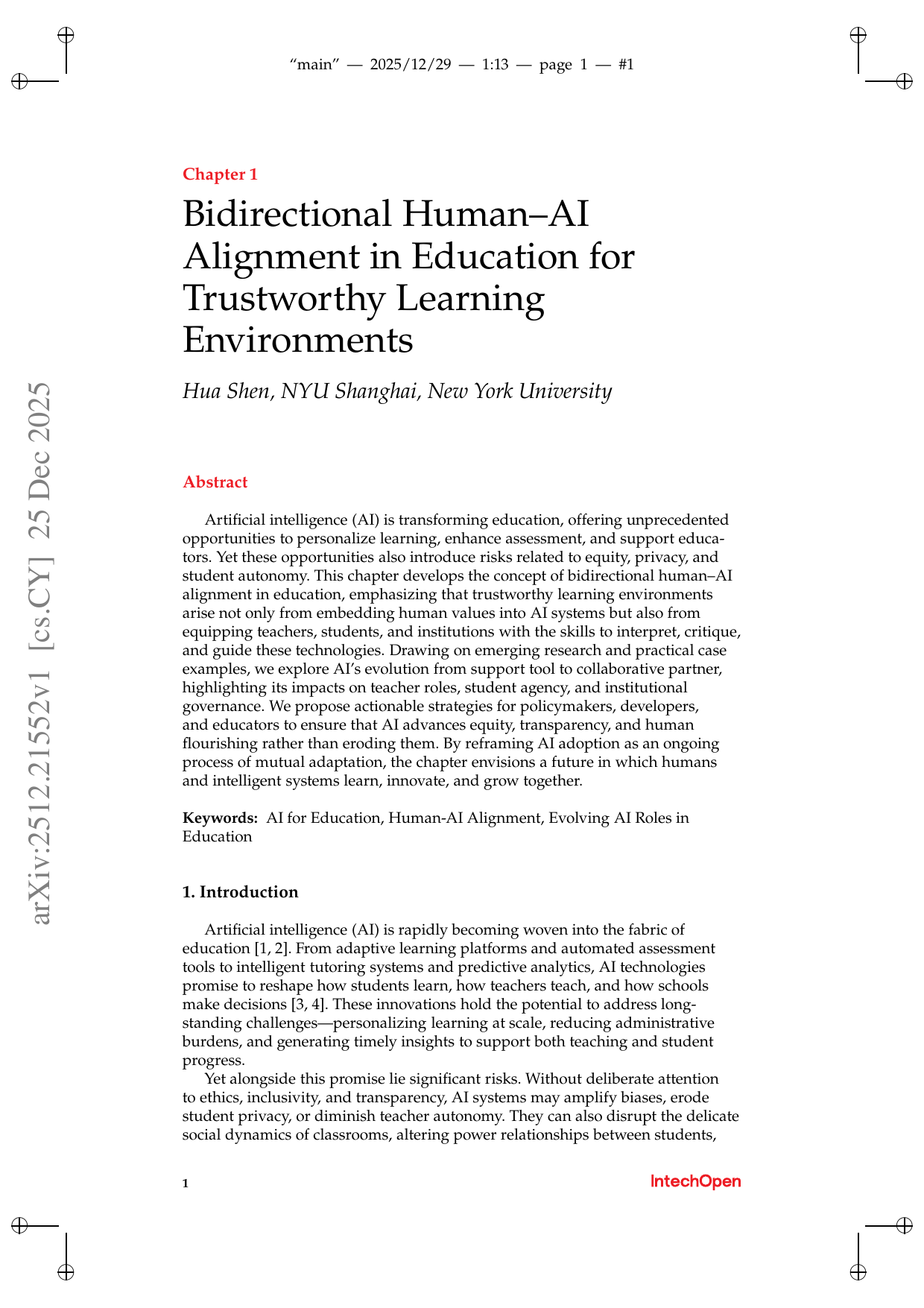 Bidirectional Human-AI Alignment in Education for Trustworthy Learning Environments
