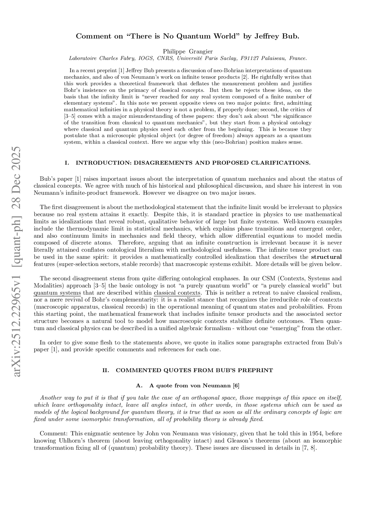 Comment on 'There is No Quantum World' by Jeffrey Bub