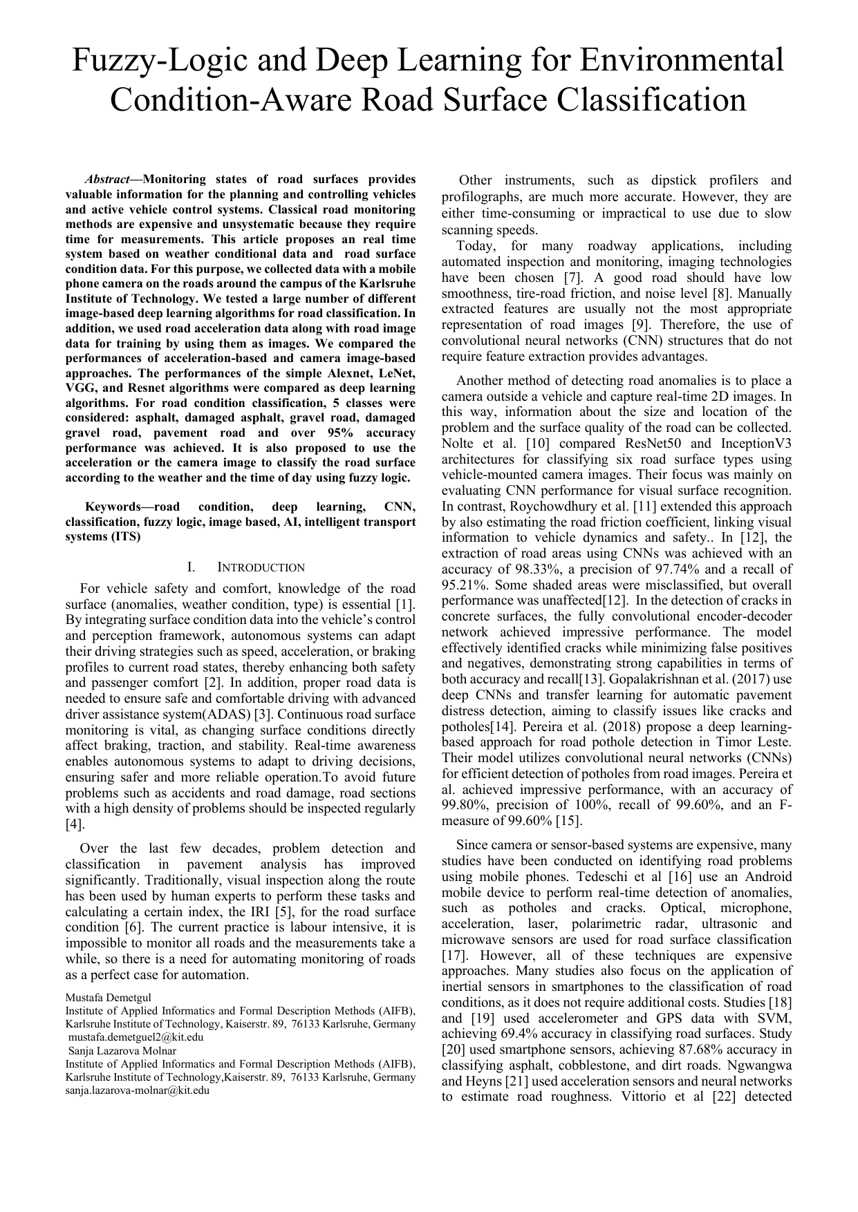 Fuzzy-Logic and Deep Learning for Environmental Condition-Aware Road Surface Classification