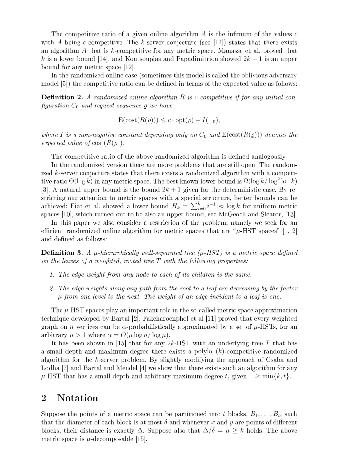 Randomized algorithm for the k-server problem on decomposable spaces
