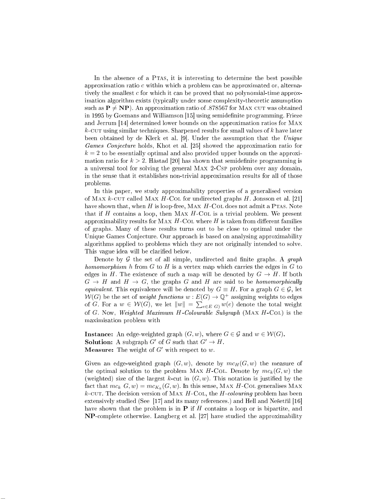 Approximability Distance in the Space of H-Colourability Problems