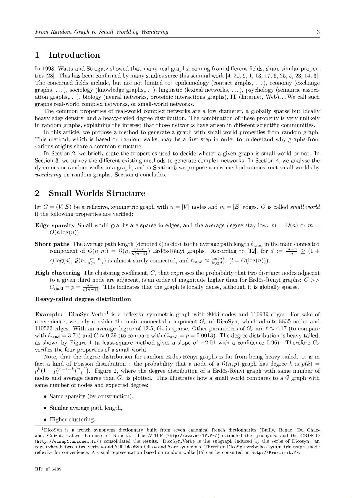 From Random Graph to Small World by Wandering