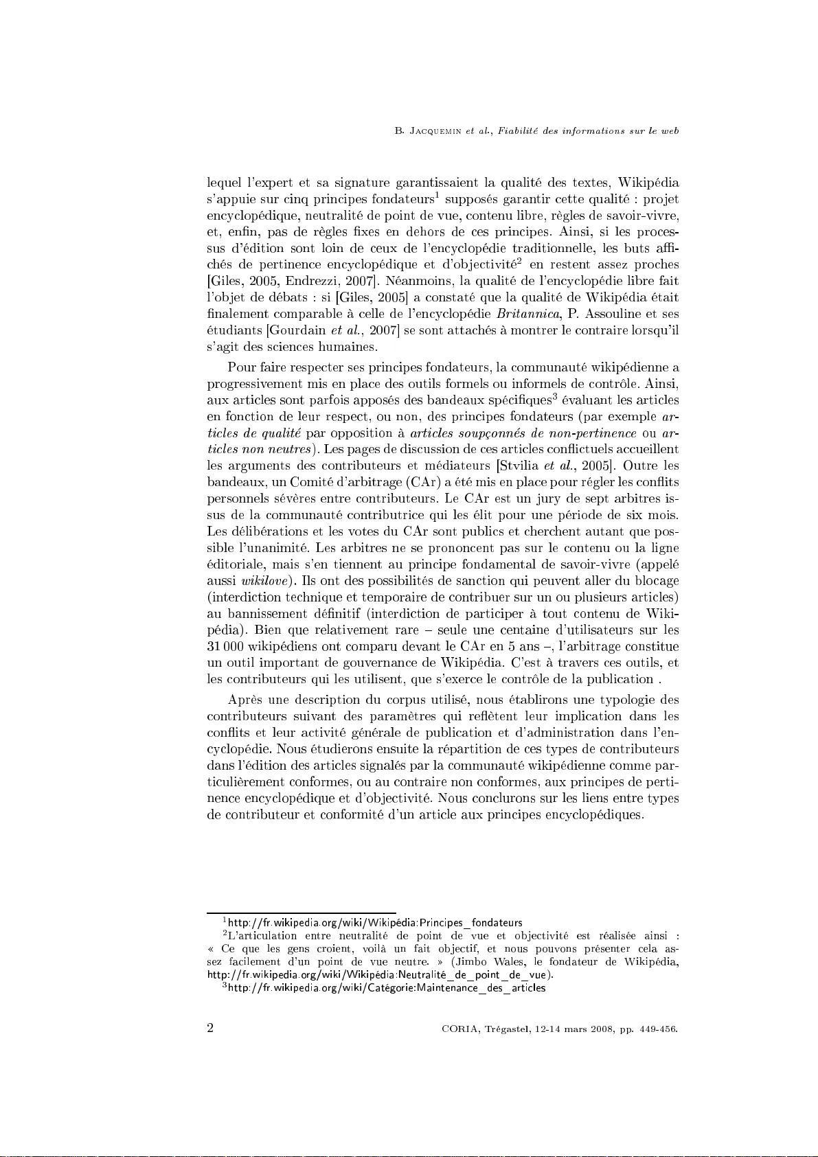 La fiabilite des informations sur le web