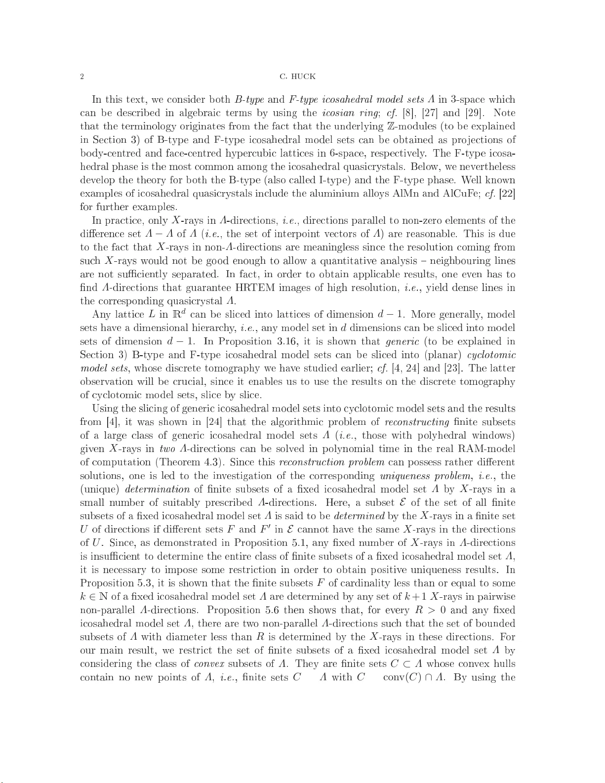 Discrete Tomography of Icosahedral Model Sets