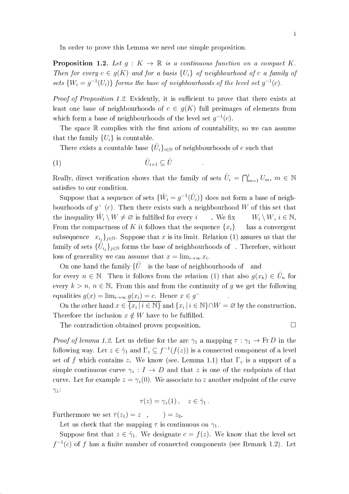 On continuous functions on two-dimensional disk which are regular in its   interior points