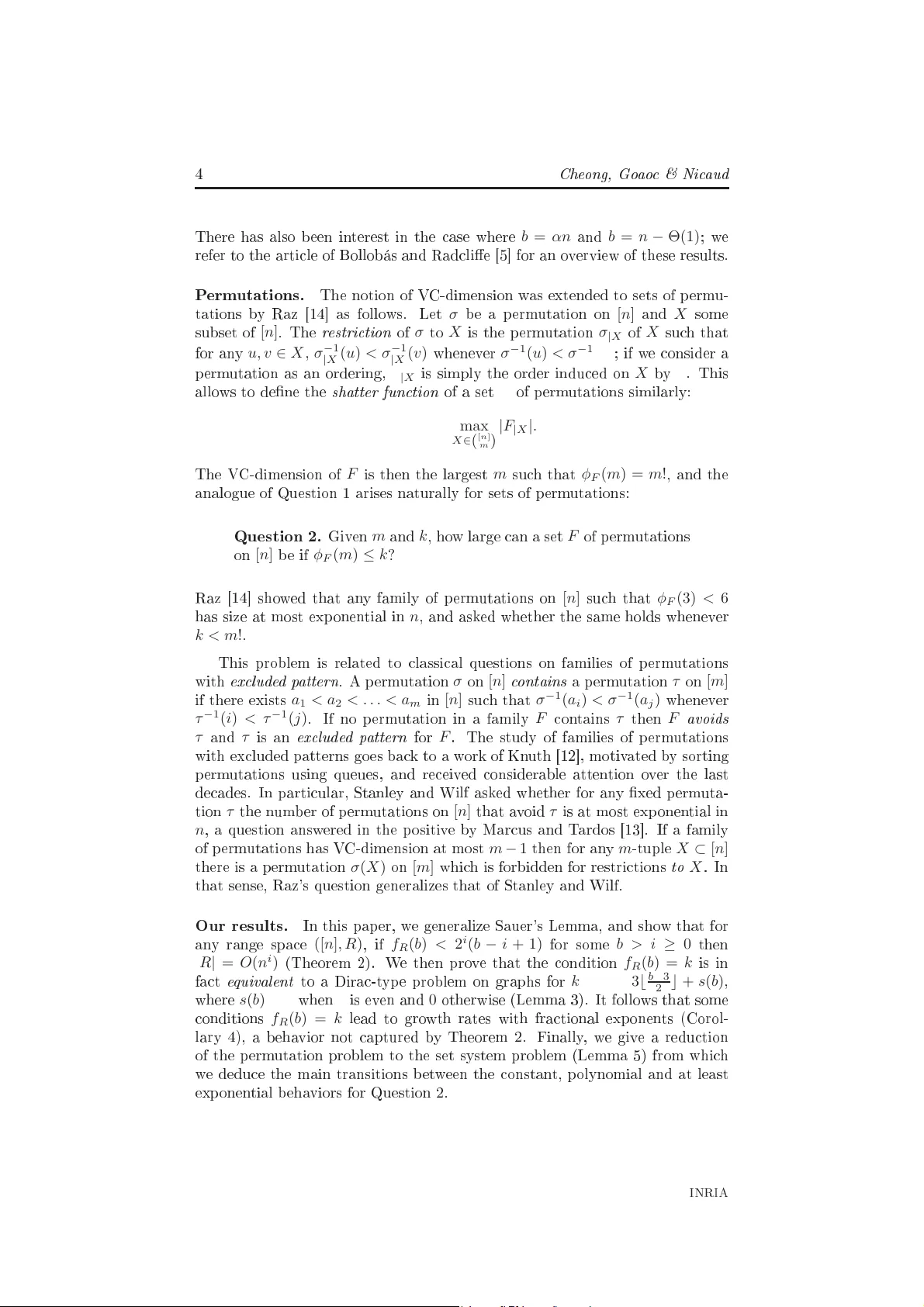 Set Systems and Families of Permutations with Small Traces