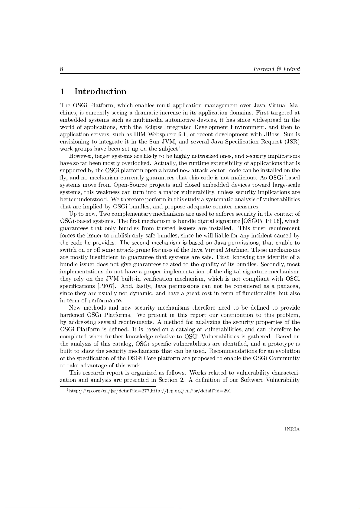 Java Components Vulnerabilities - An Experimental Classification   Targeted at the OSGi Platform