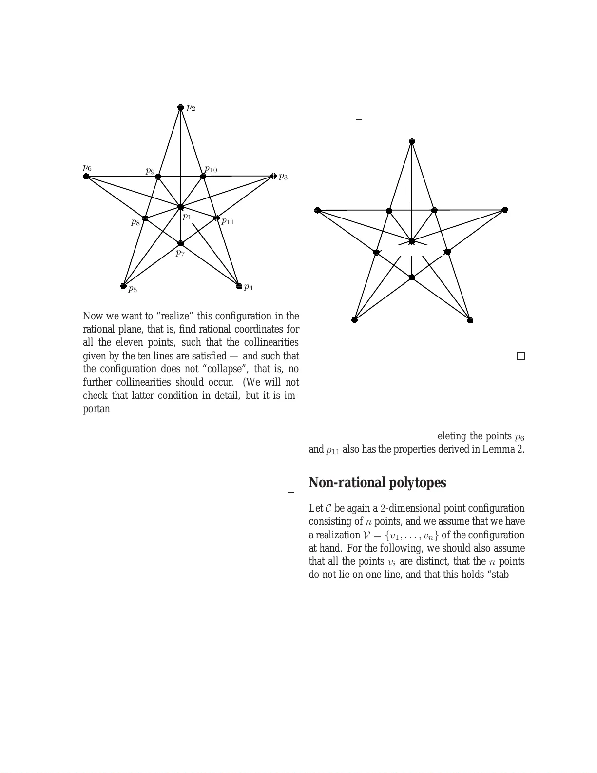 Non-rational configurations, polytopes, and surfaces