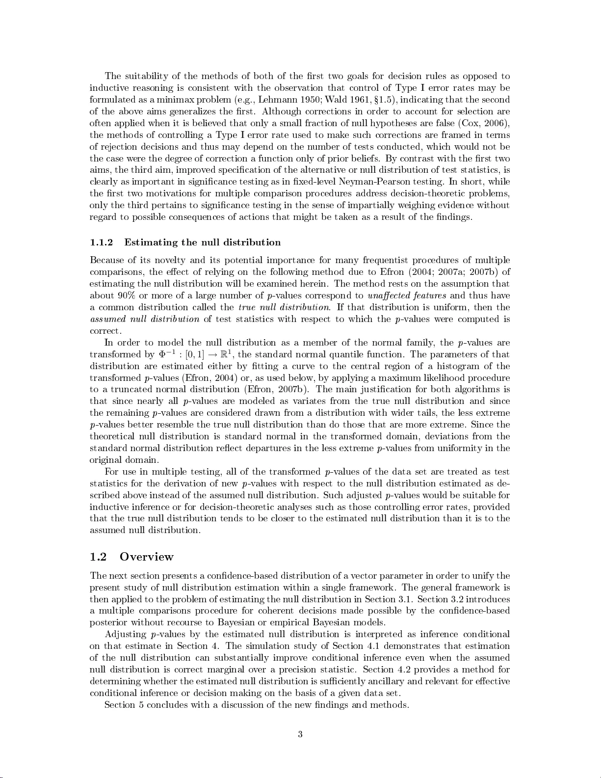 Estimating the null distribution for conditional inference and   genome-scale screening