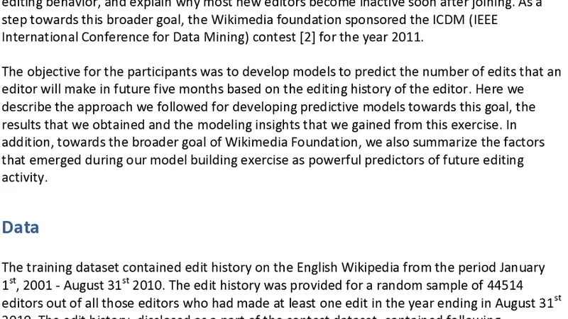 Insights from the Wikipedia Contest (IEEE Contest for Data Mining 2011)