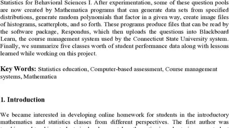 Creating, Automating, and Assessing Online Homework in Introductory   Statistics and Mathematics Classes