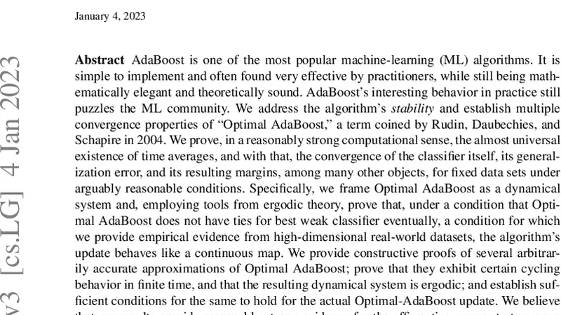 On the Convergence Properties of Optimal AdaBoost