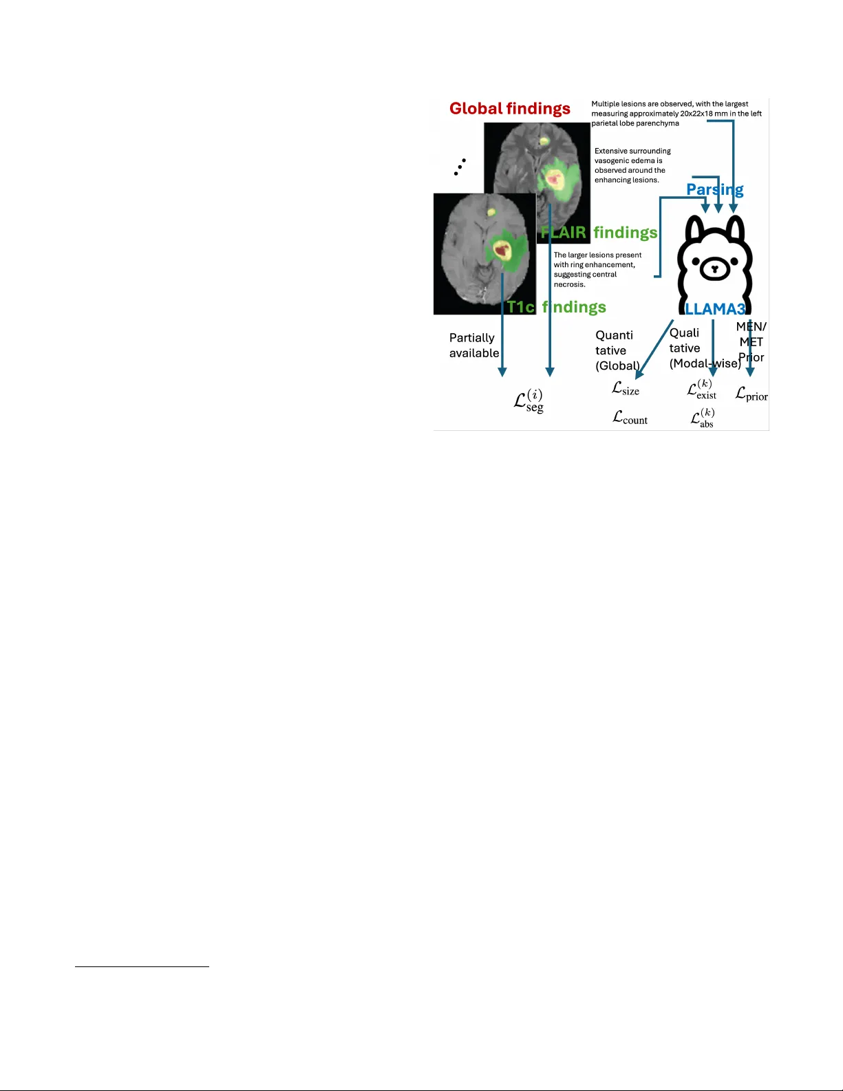 Multimodal MRI Report Findings Supervised Brain Lesion Segmentation with Substructures