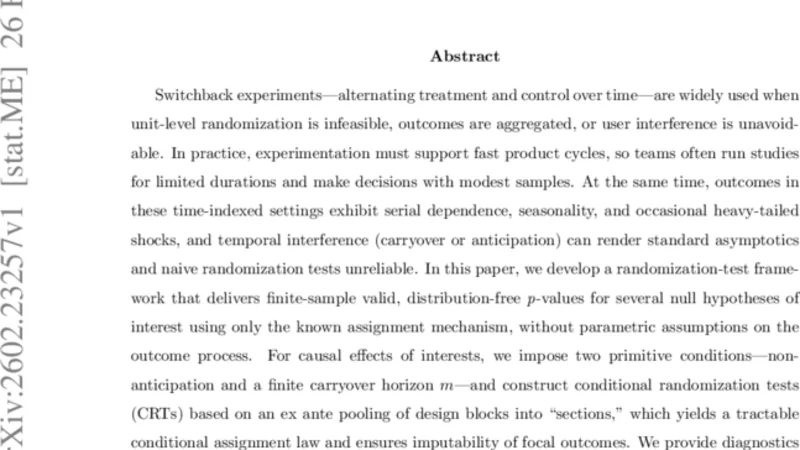 Randomization Tests in Switchback Experiments